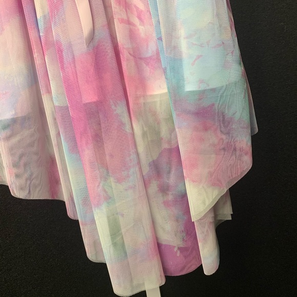 Girls Tie Dye Mesh Hi-Low Dress - Picture 7 of 9